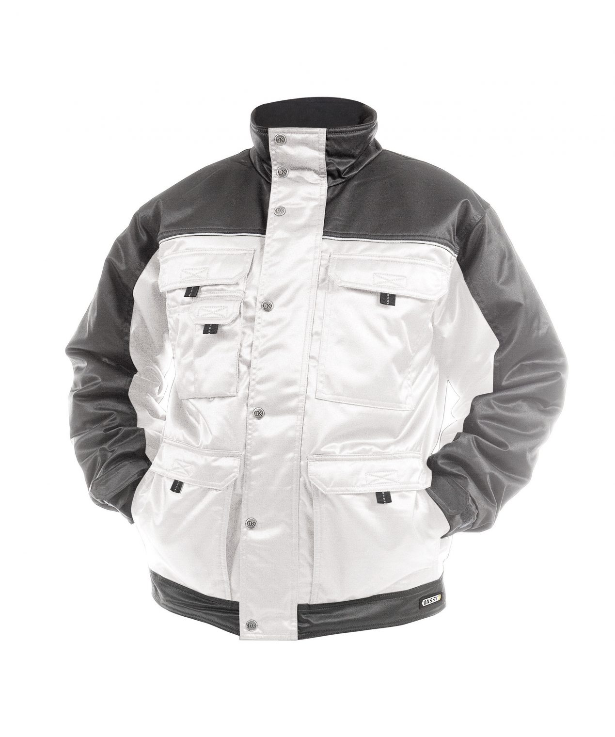 tignes two tone beaver winter jacket white cement grey front