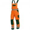 toulouse high visibility brace overall with knee pockets fluo orange bottle green front