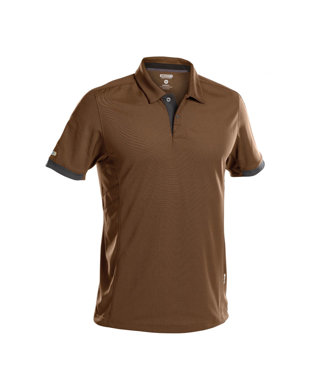 traxion polo shirt clay brown anthracite grey front