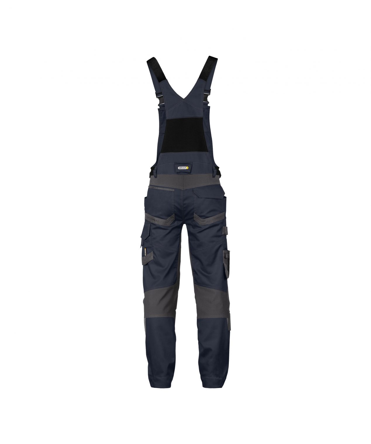 tronix brace overall with stretch and knee pockets midnight blue anthracite grey back