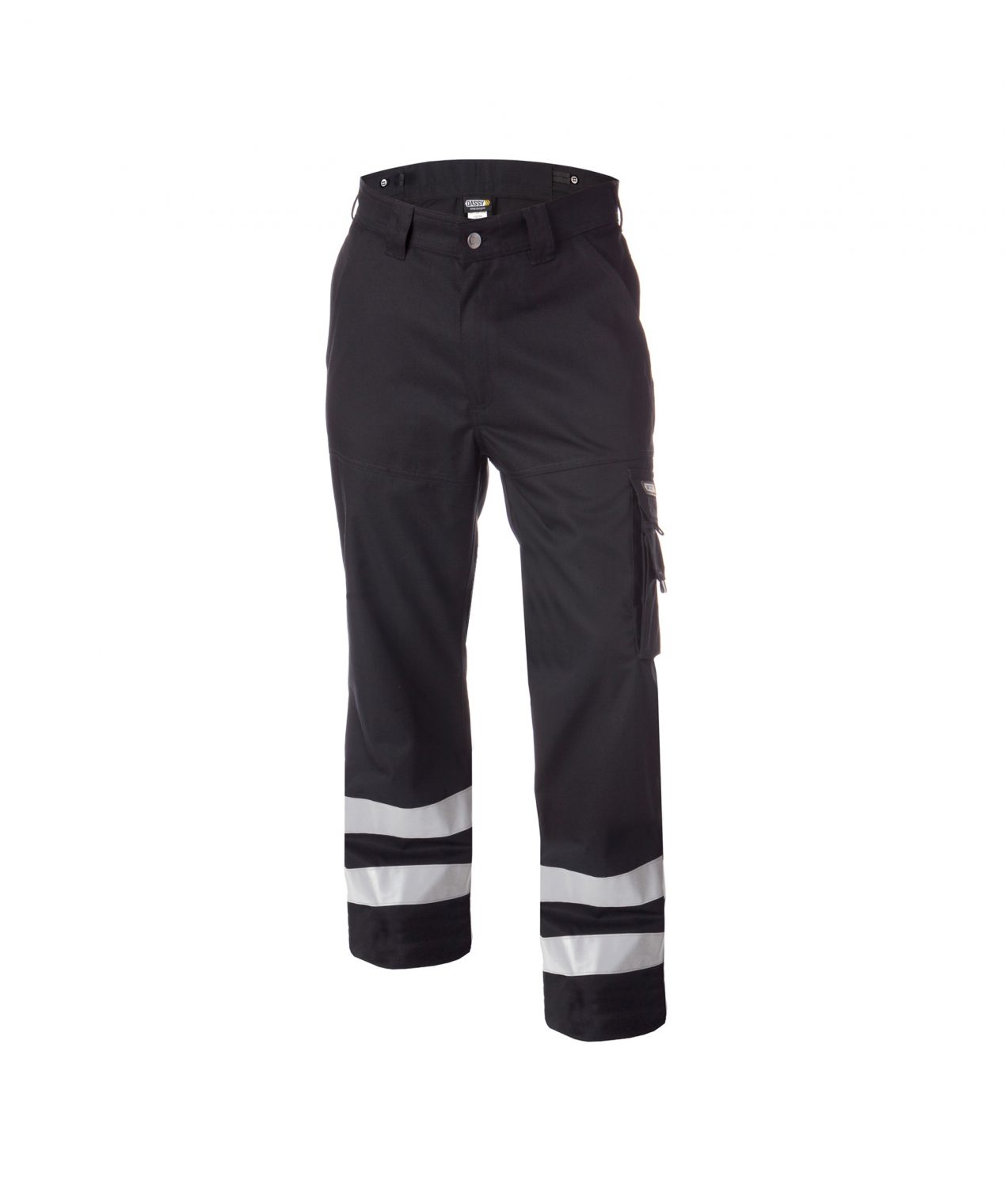 vegas work trousers with reflective tape black front